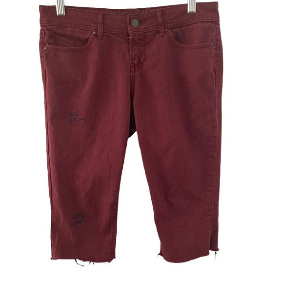 Divine Right Of Denim Shorts Bermuda Burgundy Womens Size 28 Stretch - Picture 6 of 6